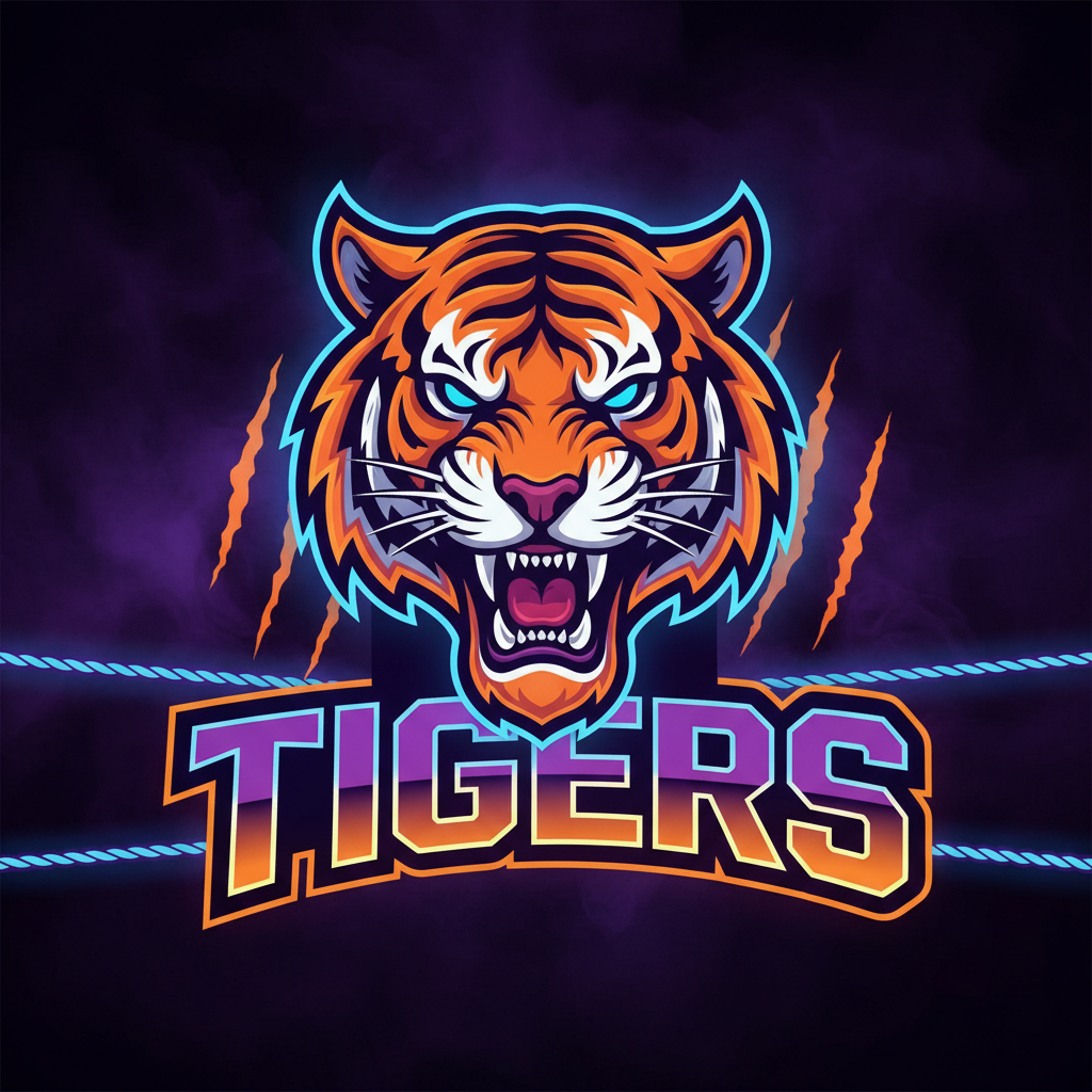 Howard Tigers neon mascot glowing under blacklight