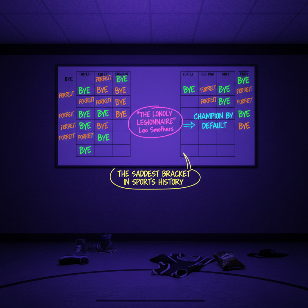 The saddest bracket board - all byes and forfeits under UV light