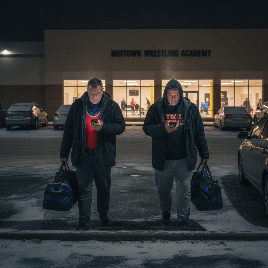 Dads walking to cars still on phones